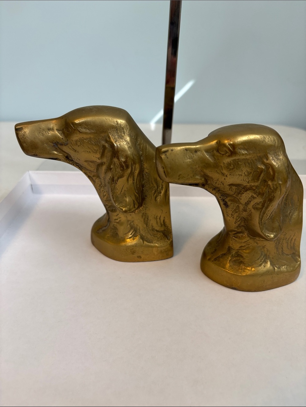 Vintage Irish Setter Head Bookends - Brass